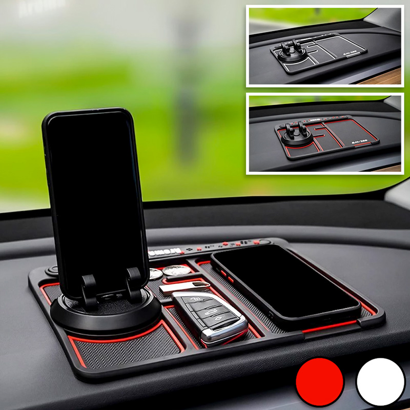 Anti-Slip Car Phone Dashboard Pad Mat,with Replaceable Temporary Parking Card Number Plate and Aromatherapy Box,Anti-Slip Car Phone Dashboard Pad Black WHJC Non-Slip Phone Pad for 4-in-1 Car 